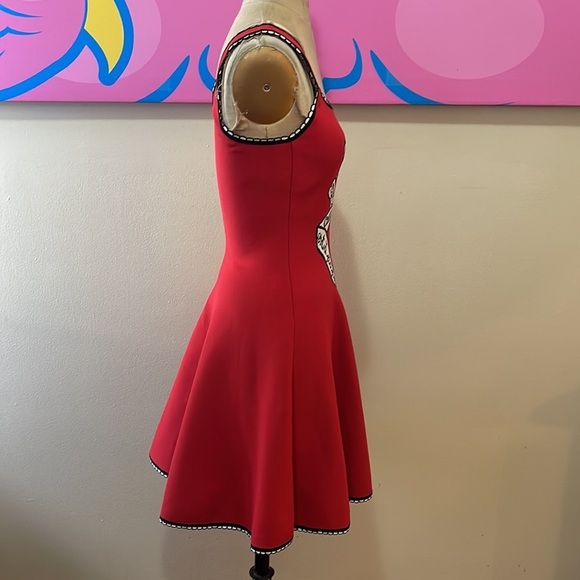Alaia Mon Coeuxx est a papa Red Knit Fit Flare Dress - Picture 6 of 11